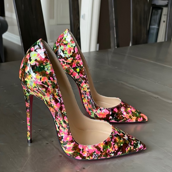 Christian Louboutin Shoes - christian louboutin so kate 120mm patent granite multi color neon sz 35